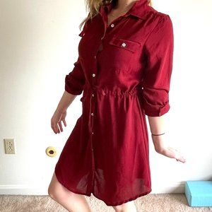 Red button down Dress- S/M